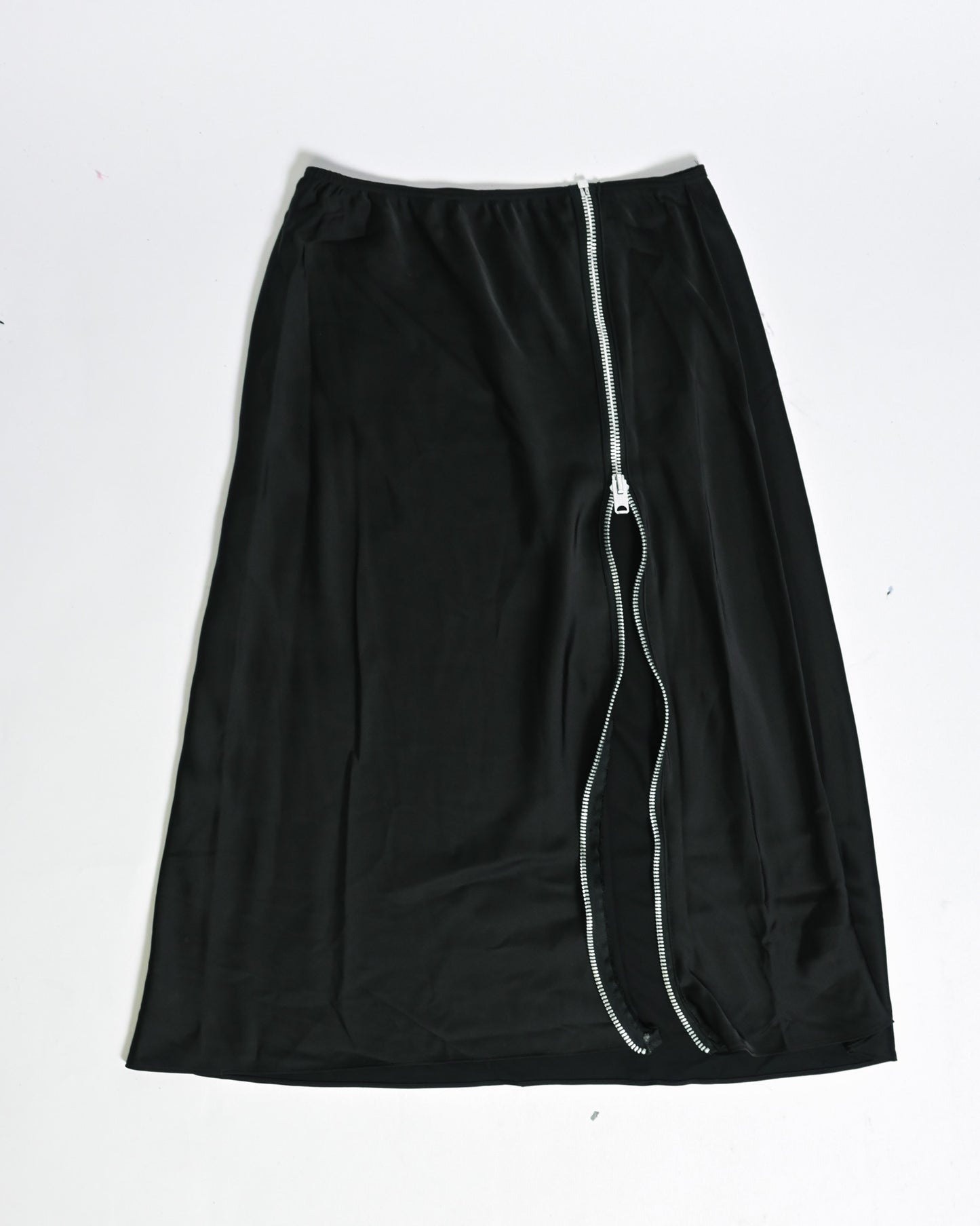 Long black satin maxi skirt