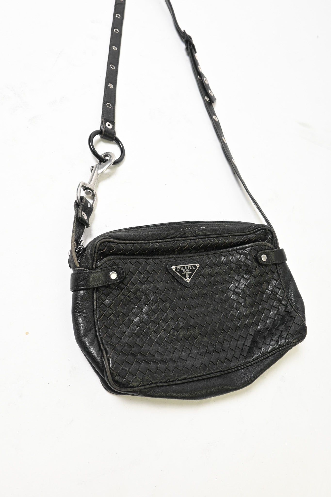 Woven leather bag