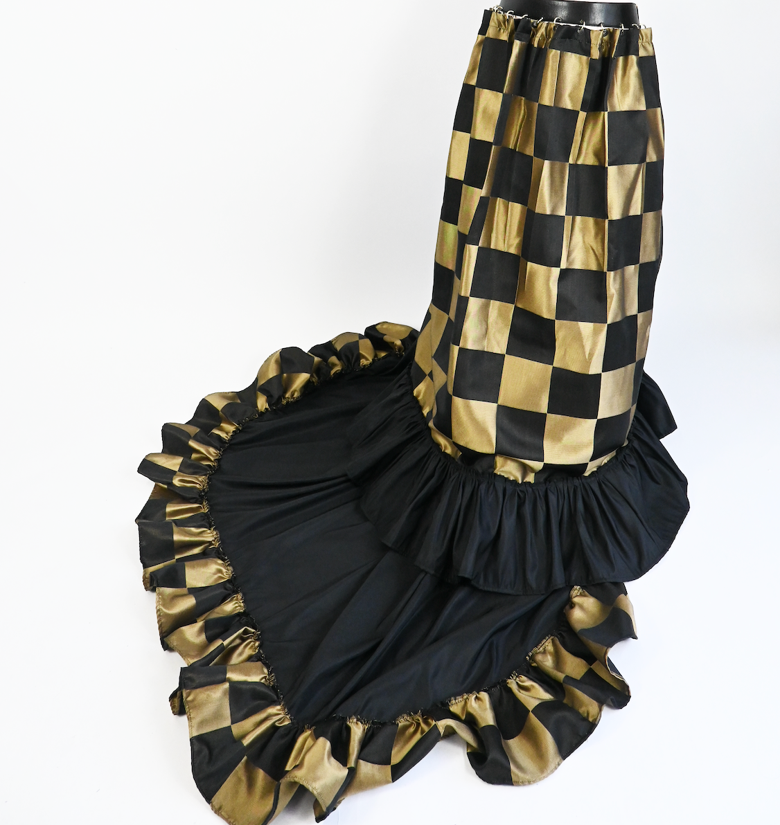 Show stopper gold check gown (free alterations)