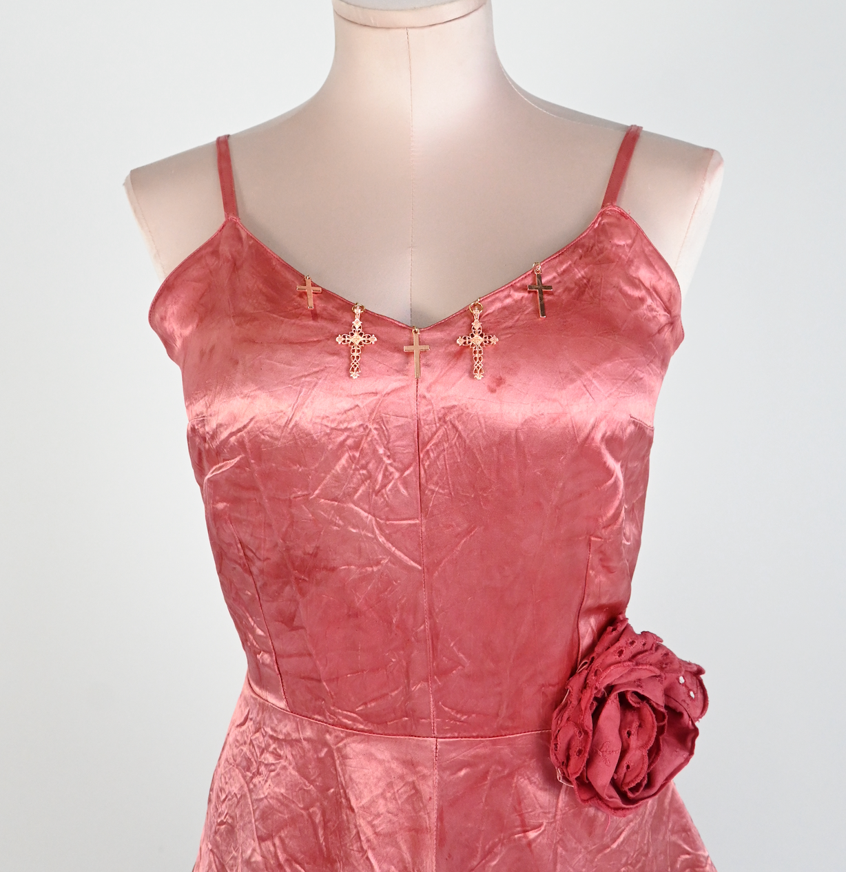 Coral mini silk dress