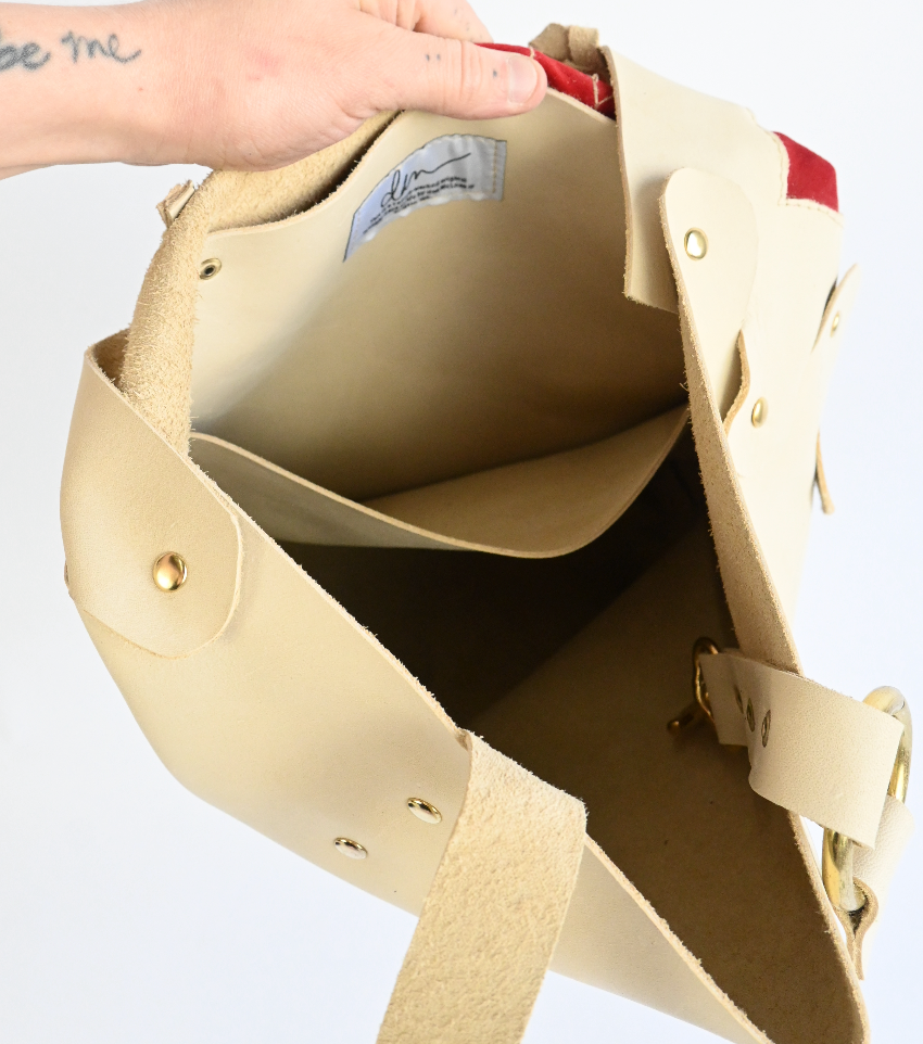 Leather Rose Tote (Cream)