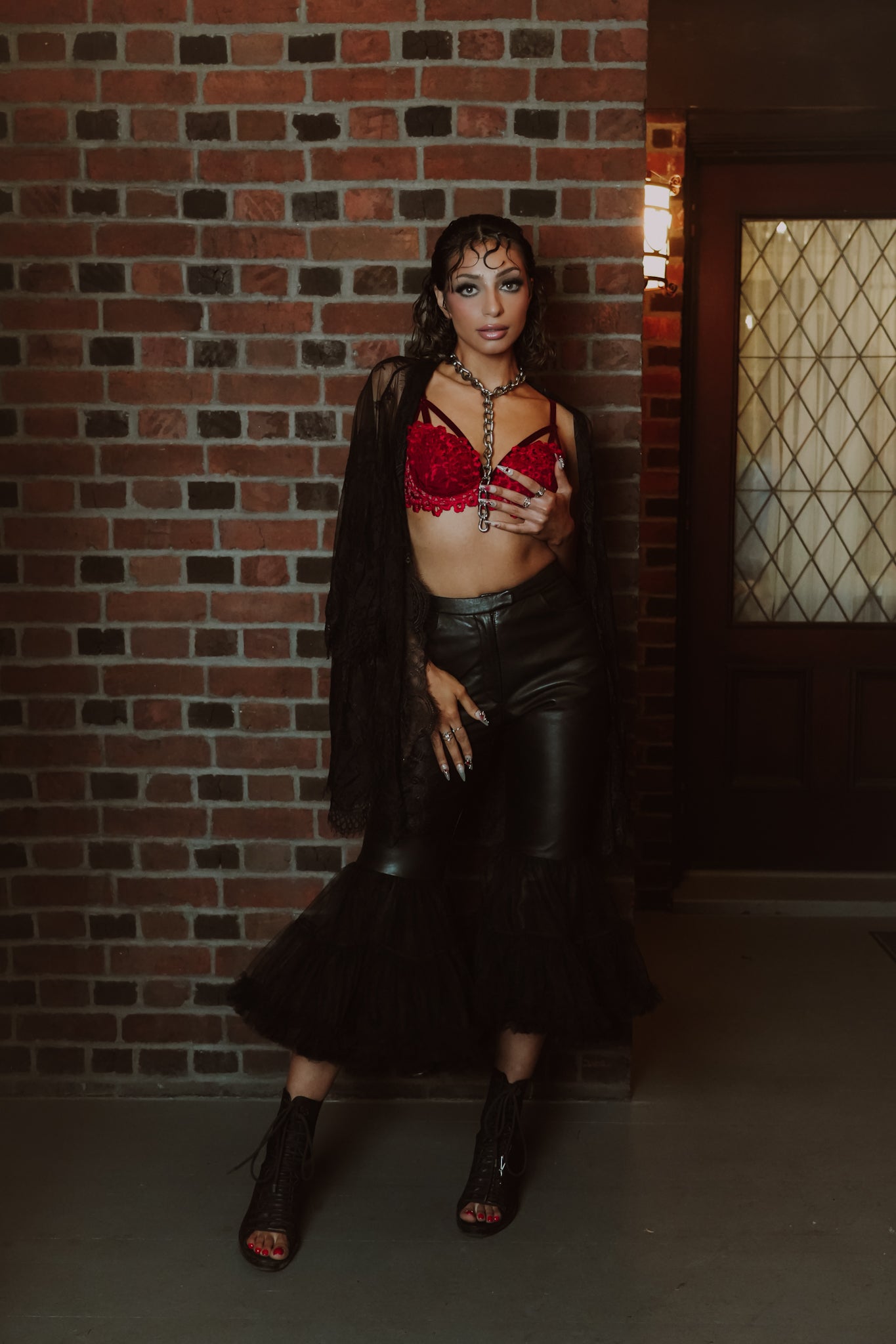 ZAHRAA's Leather Lace Up pants