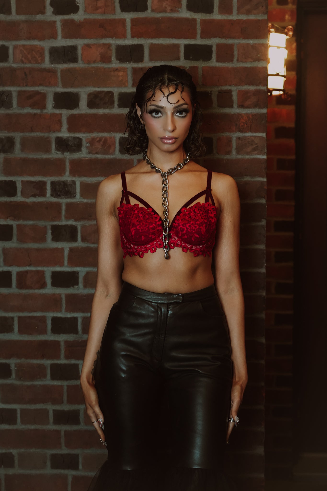 ZAHRAA's Leather Lace Up pants