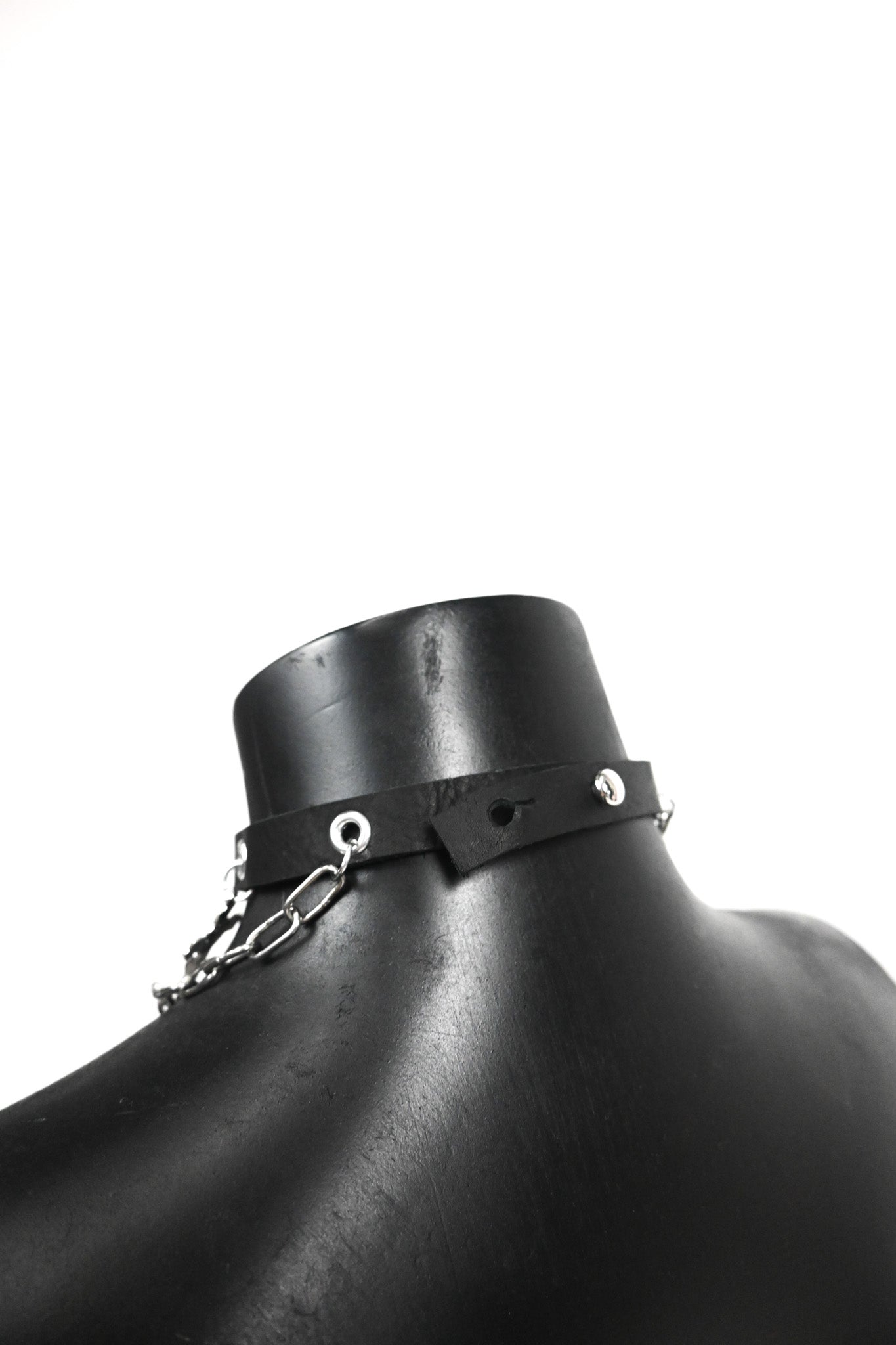 Crucifix leather choker necklace