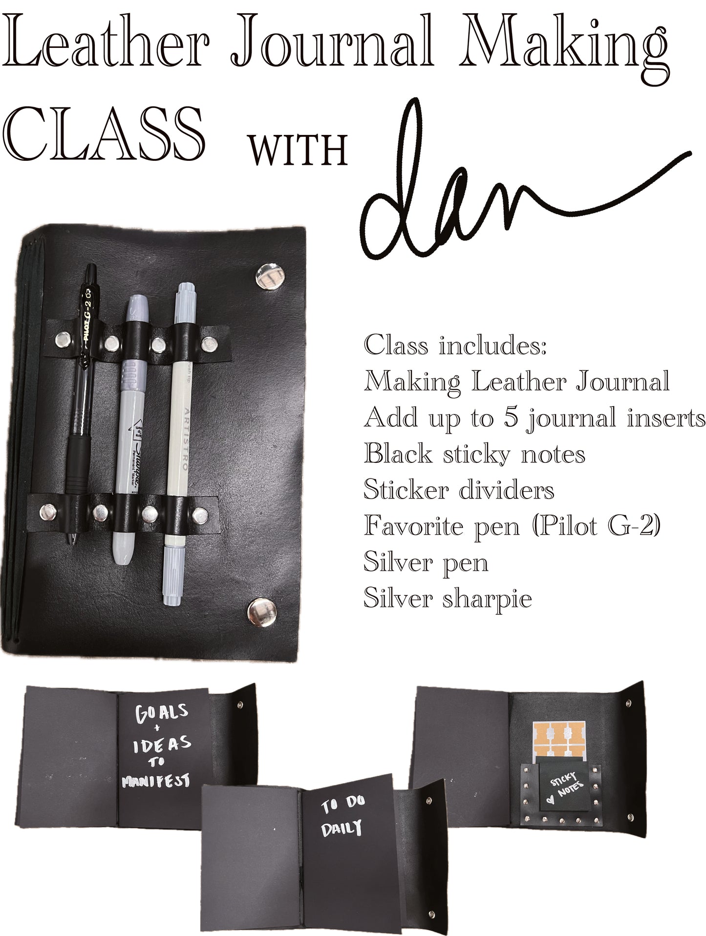 Leather Journal MAKING Class (August 15th 1-3pm)