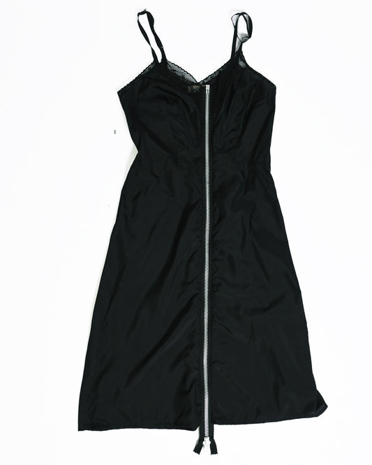 Vintage 1920's  black reworked zip dress (Small)