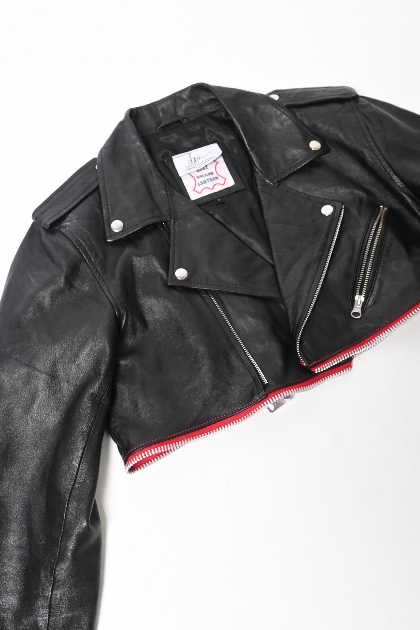Cropped leather biker jacket (S/M)