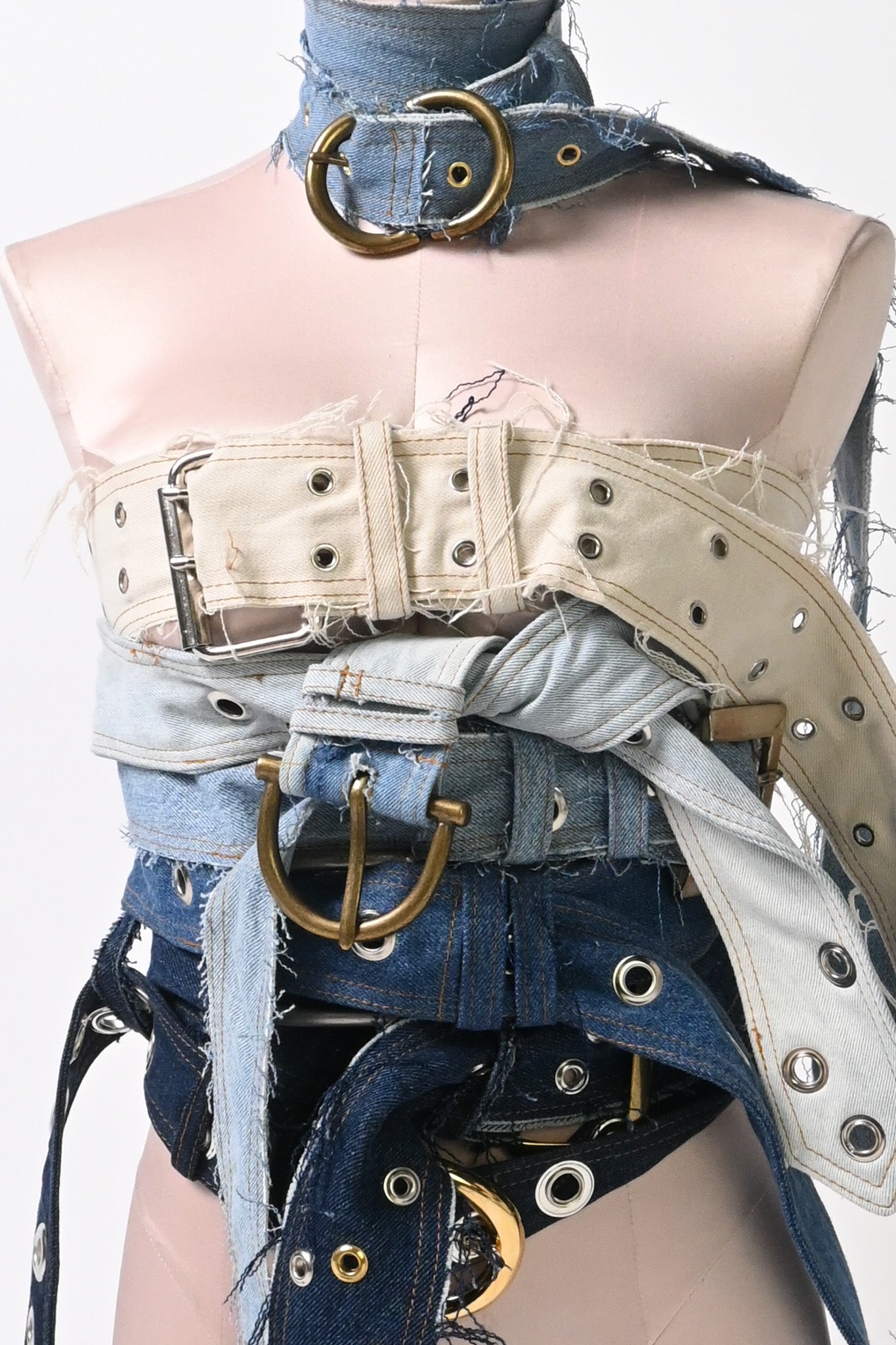 Denim belt buckle top