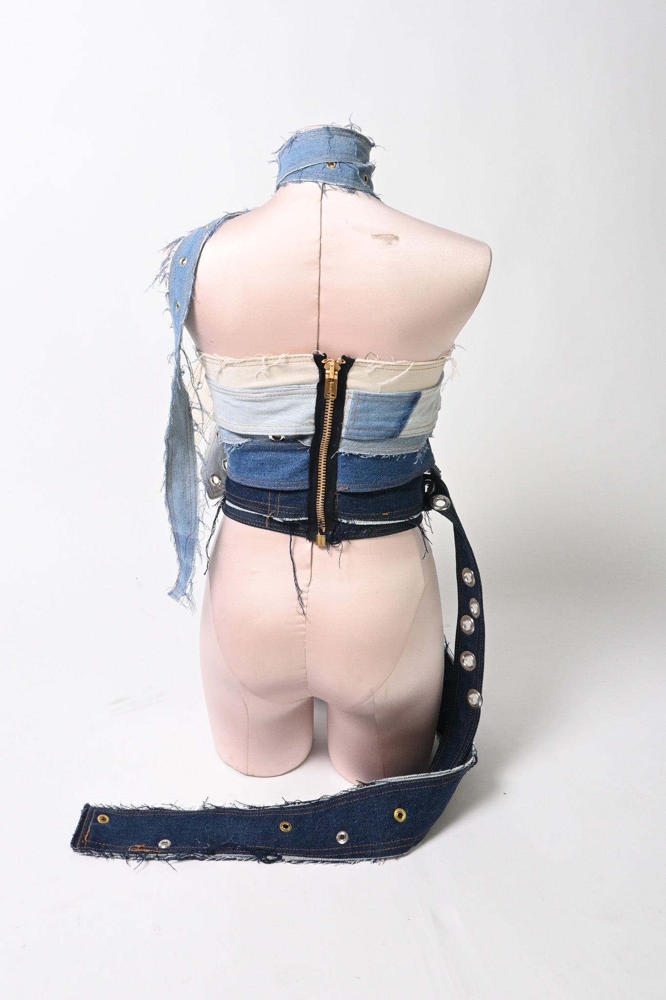 Denim belt buckle top