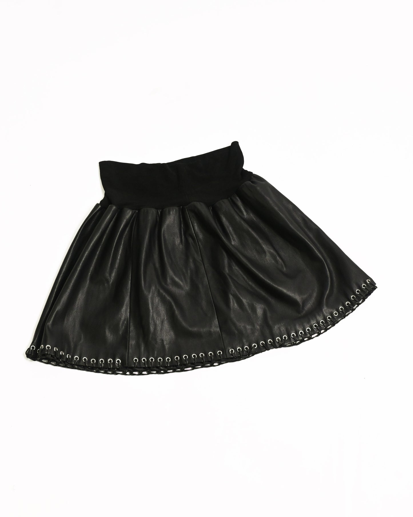 Black leather mini skirt