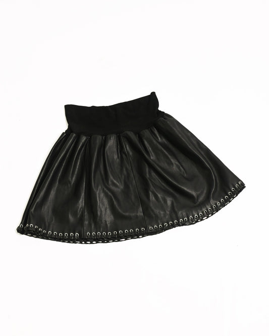 Black leather mini skirt