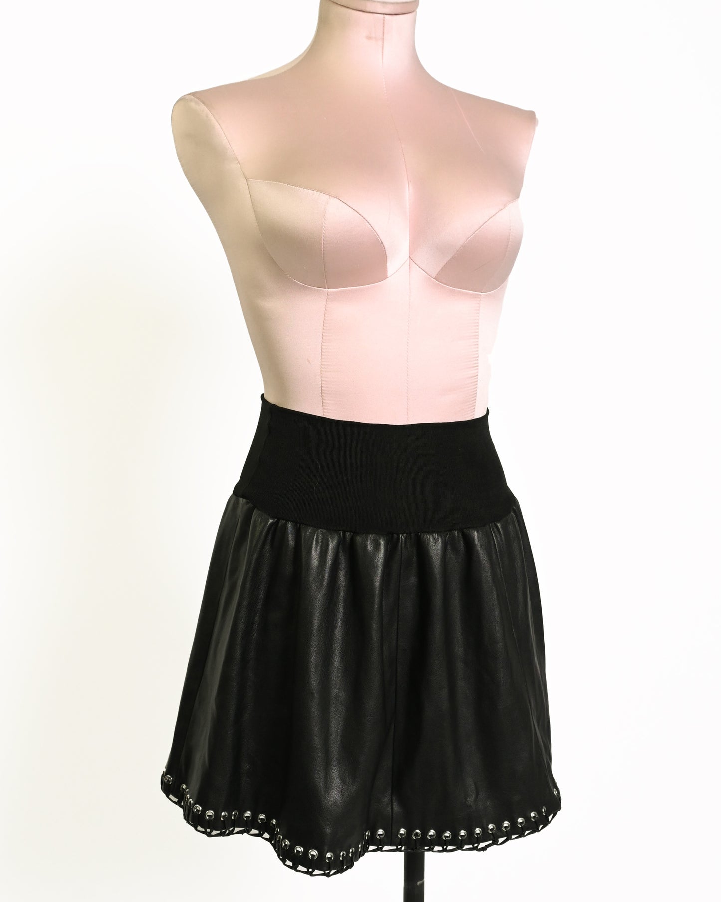 Black leather mini skirt
