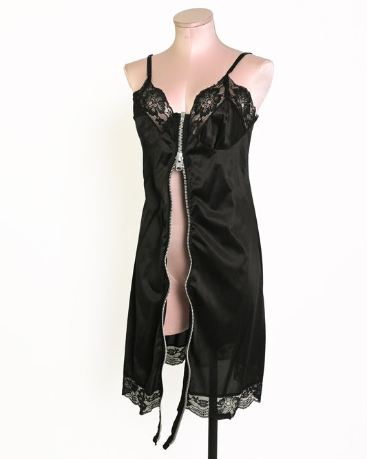 Vintage  black reworked zip dress (Large)