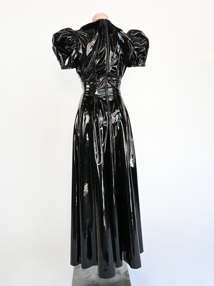 Vinyl PUFF SLEEVE DRESS (from runway S/M)