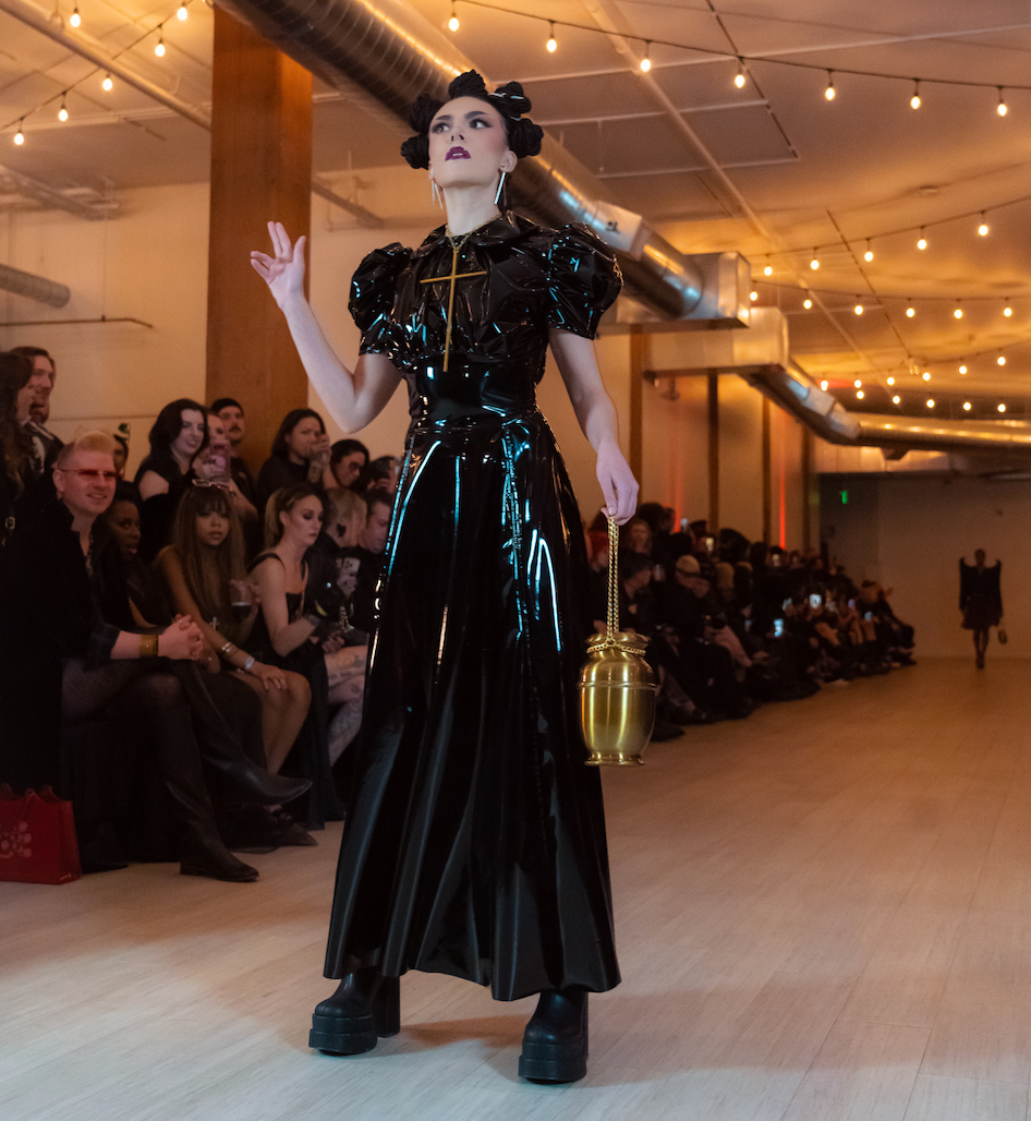 Vinyl PUFF SLEEVE DRESS (from runway S/M)