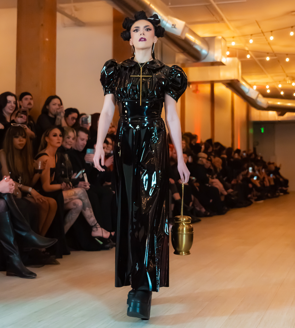Vinyl PUFF SLEEVE DRESS (from runway S/M)