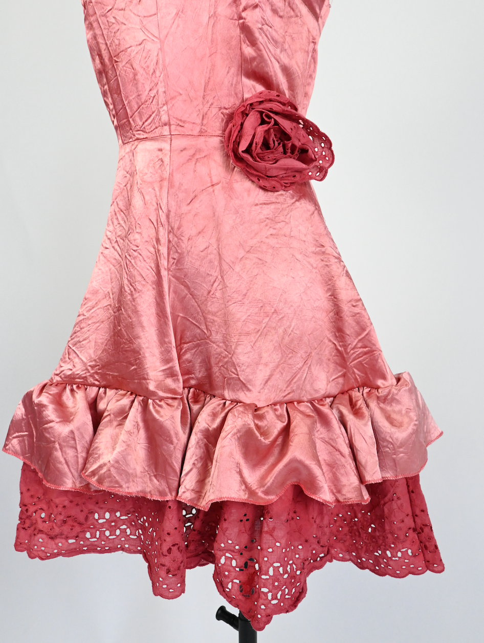 Coral mini silk dress