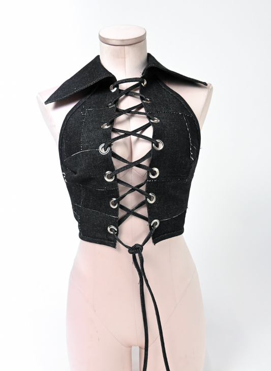 DYMOND and JULIA'S Lace-Up Halter with Collar (multiple sizes available)