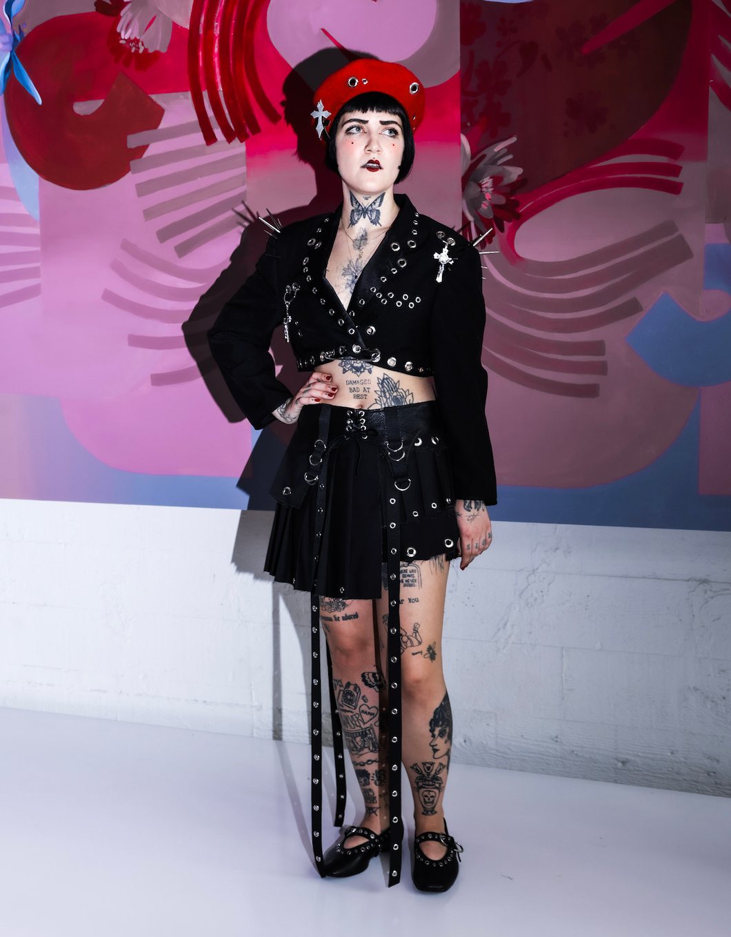 Pleated Black layering skirt XL