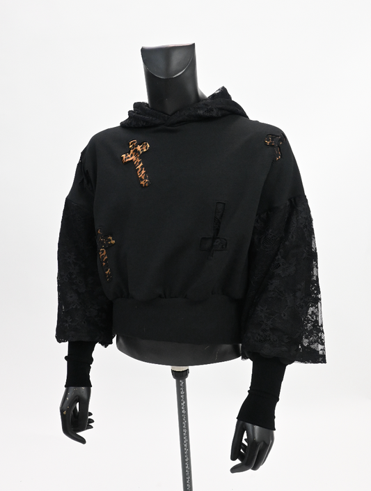 7:20:ME TO YOU chain-stitched leopard ARCHIVE hoodie