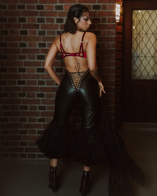 ZAHRAA's Leather Lace Up pants