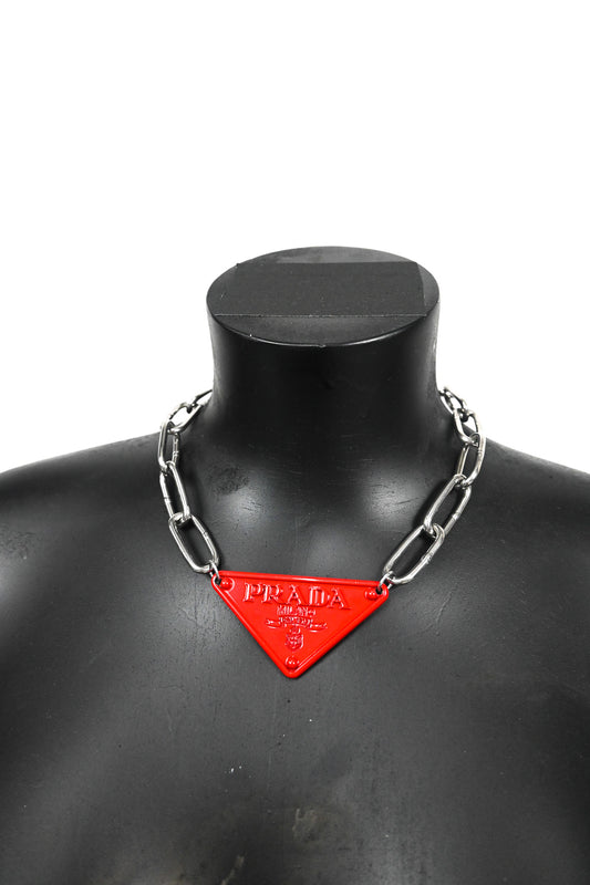 Large red emblem necklace