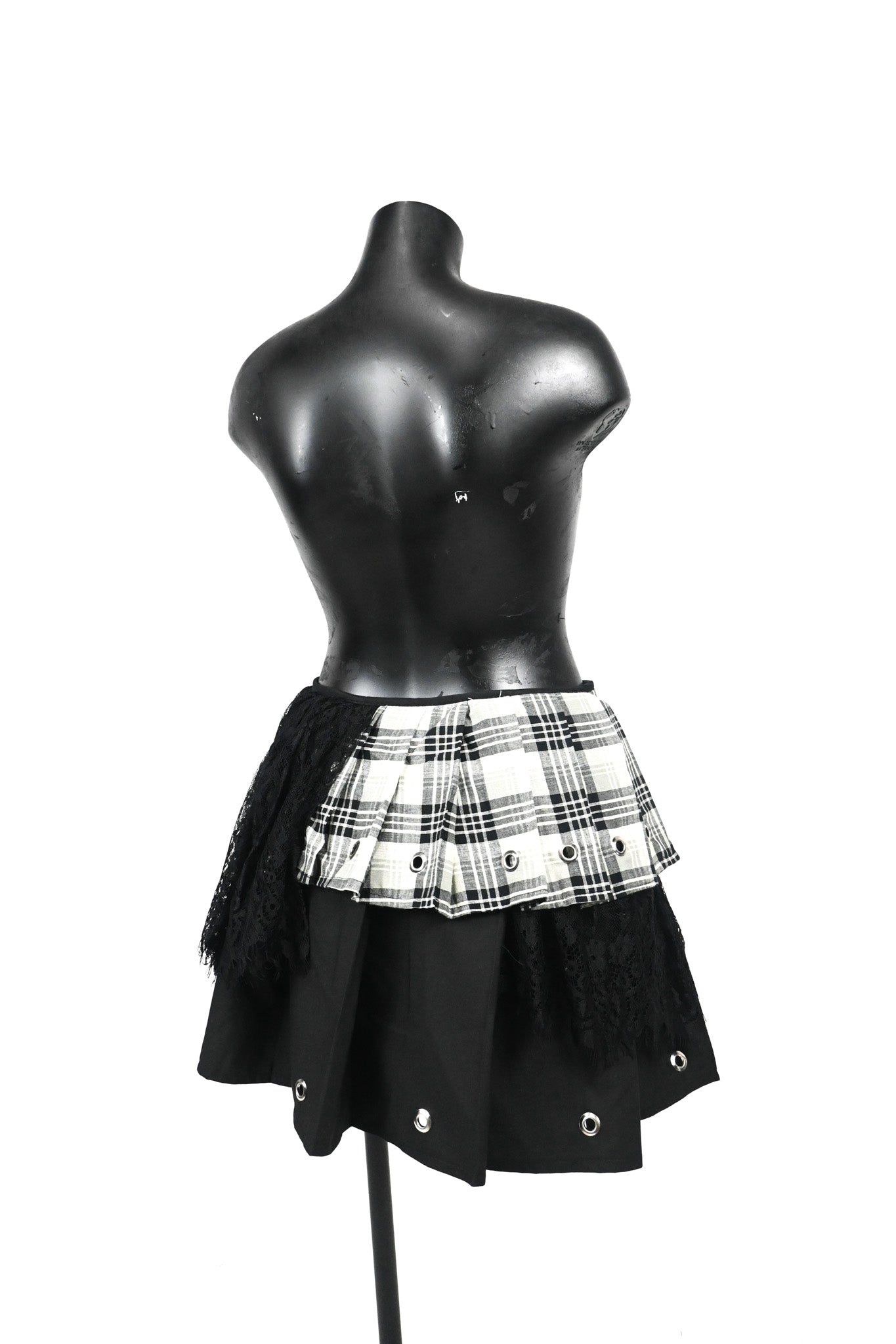 Pleated Grommet skirt check print M/L