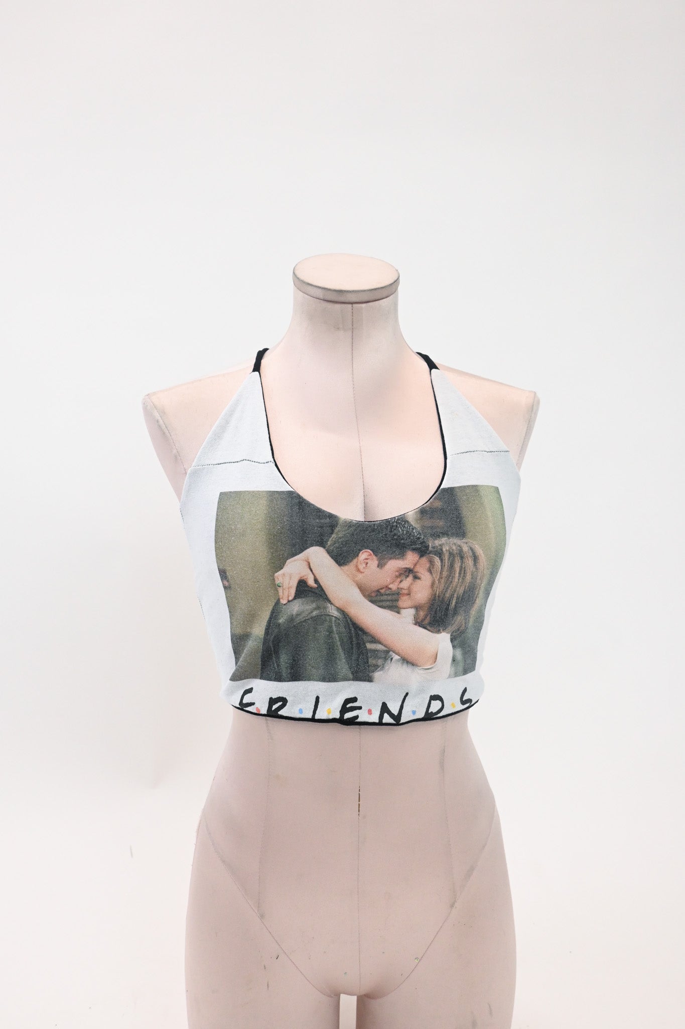 Reversible Friends / Black Tie back tank (S/M Cropped)