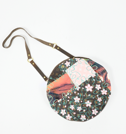 Chain stitch circle cross body bag