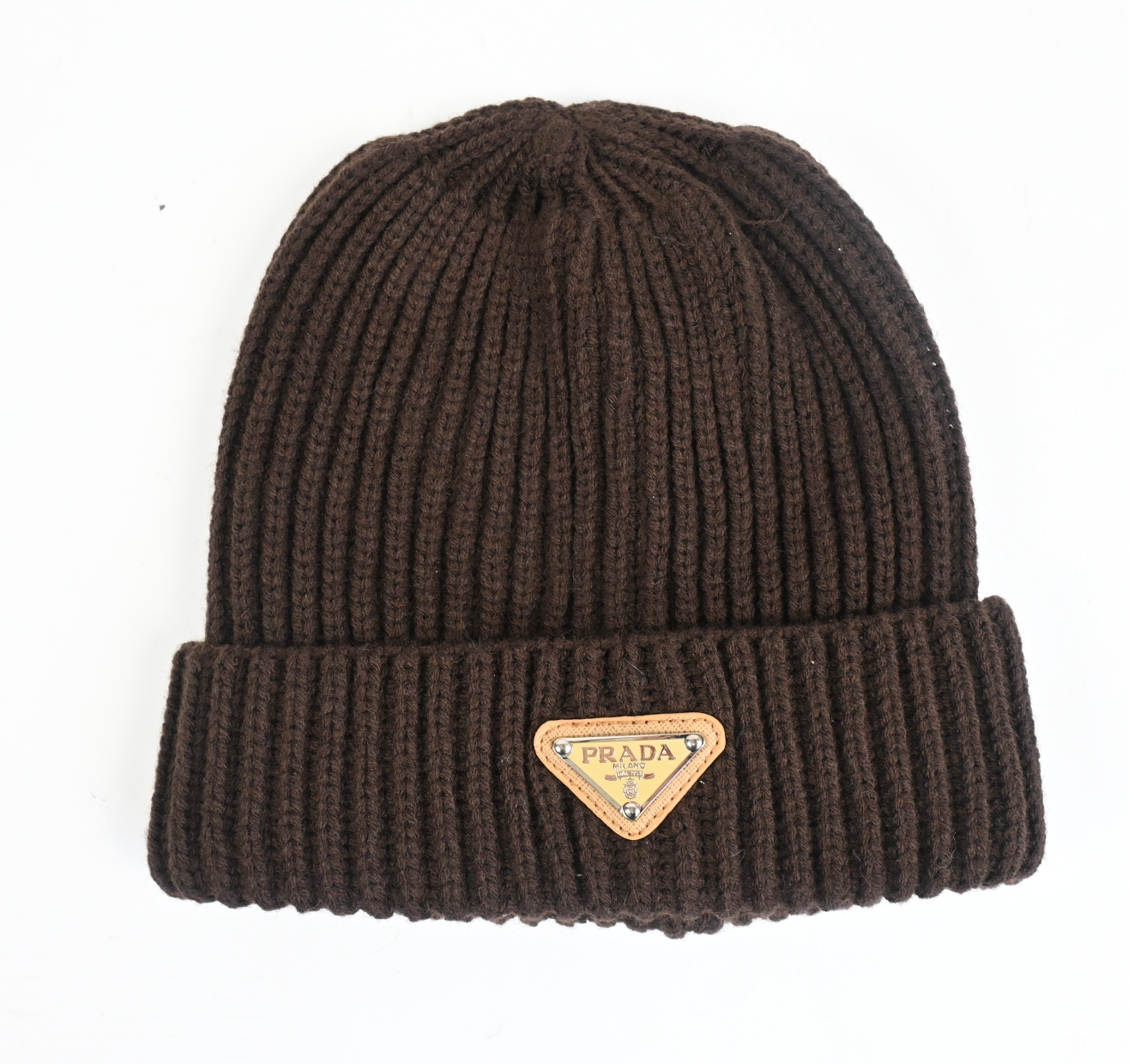 Brown rib style beanie